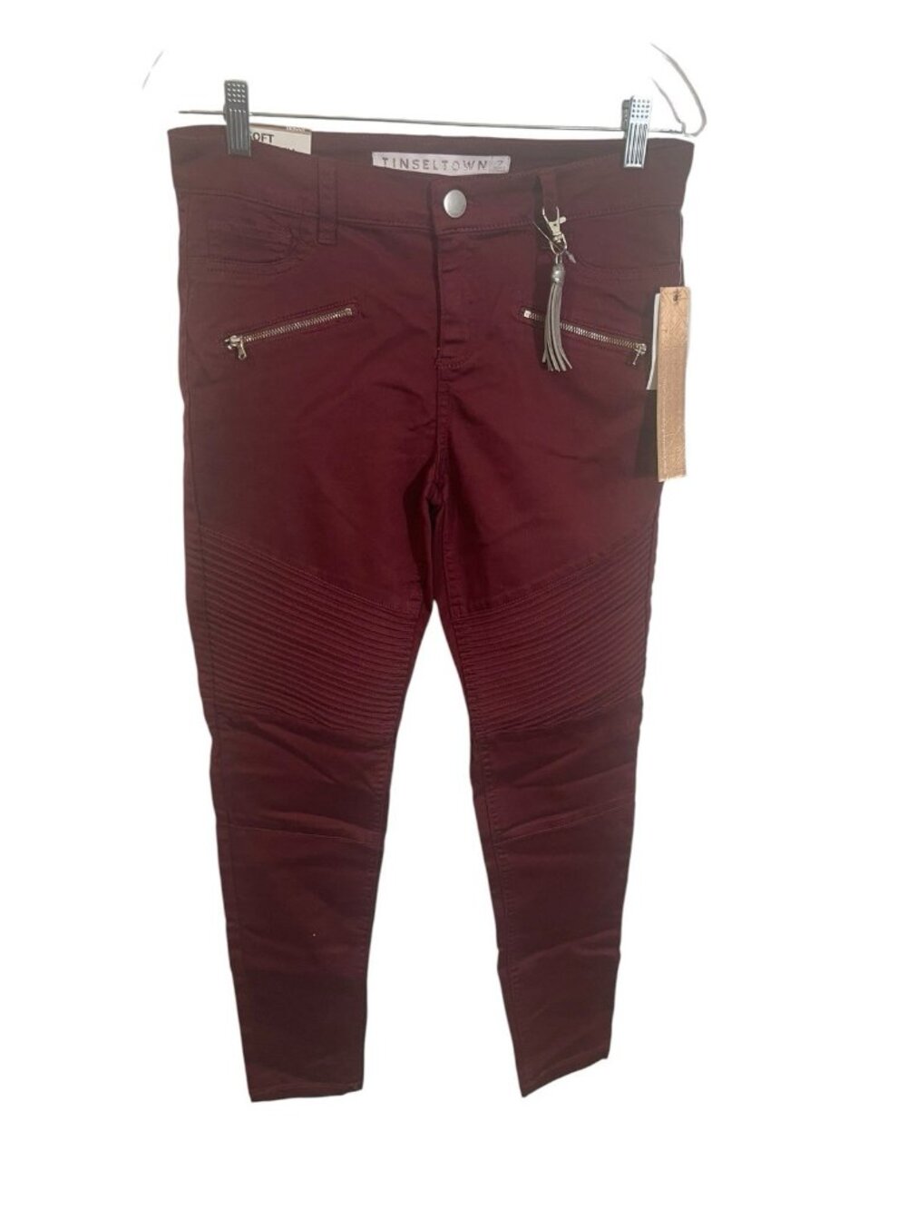 Tinseltown Moto Skinny Jegging Syrah Burgundy Red Juniors' Size: 7 Retail $48